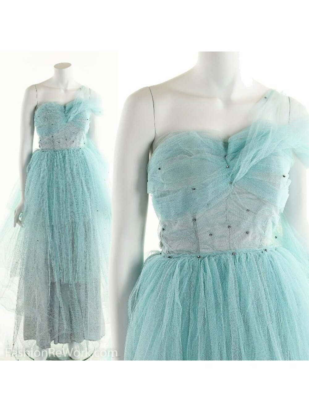 50's Tulle Strapless Formal Dress